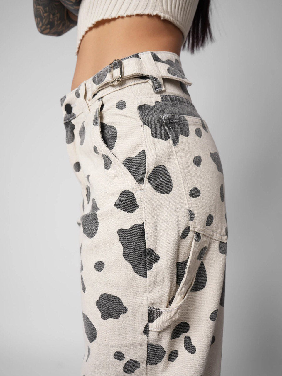 JEANS BAGGY COW STAINS