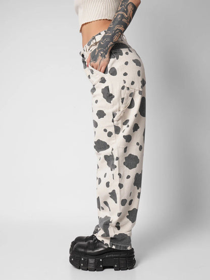 JEANS BAGGY COW STAINS